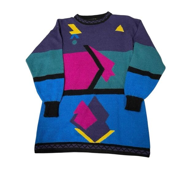 Soft Alpaca In Wool Colorful Geometric Sweater Size Small - Picture 1 of 7